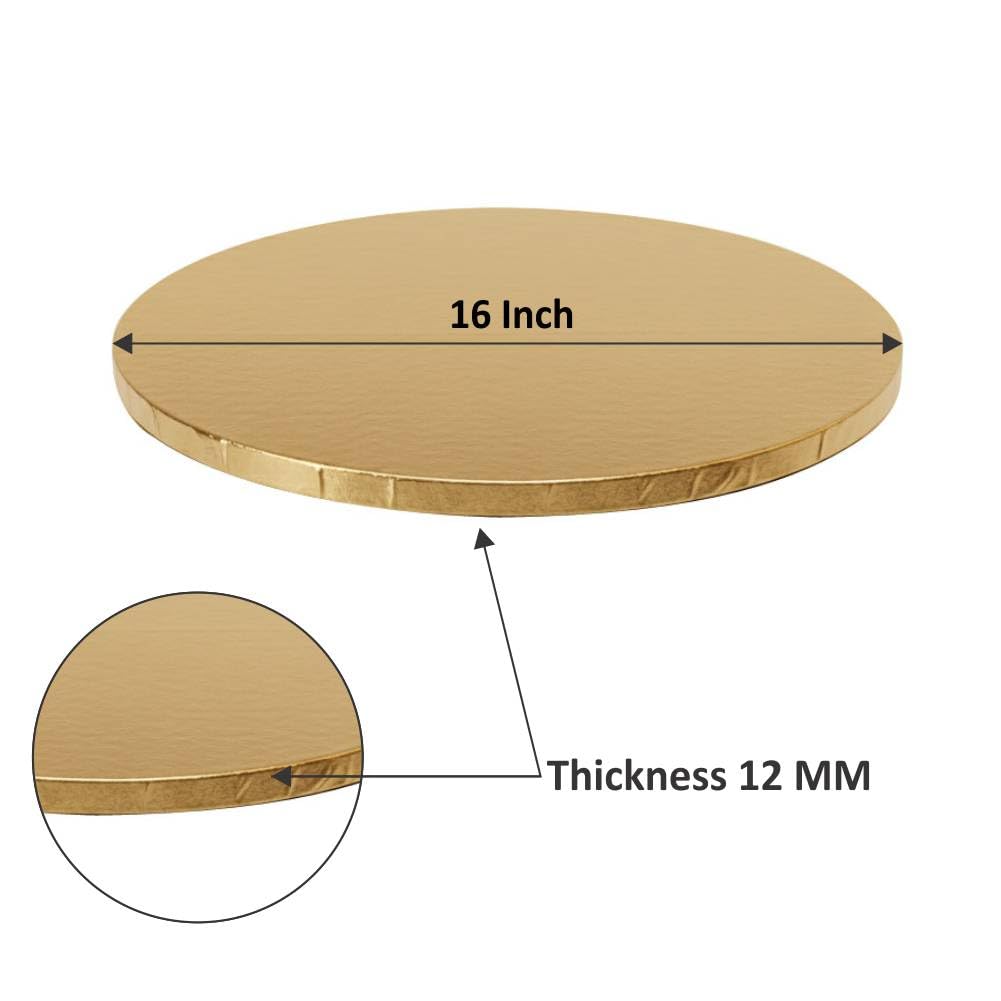 Round Semi Premium Drum Cake Board | Heavy Duty Cake Base | Black, Gold and White