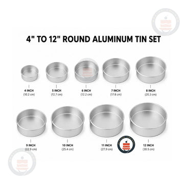 Aluminum Round Cake Pan | Cake Tin | 3″ to 12″ Size | 2.5″ Height