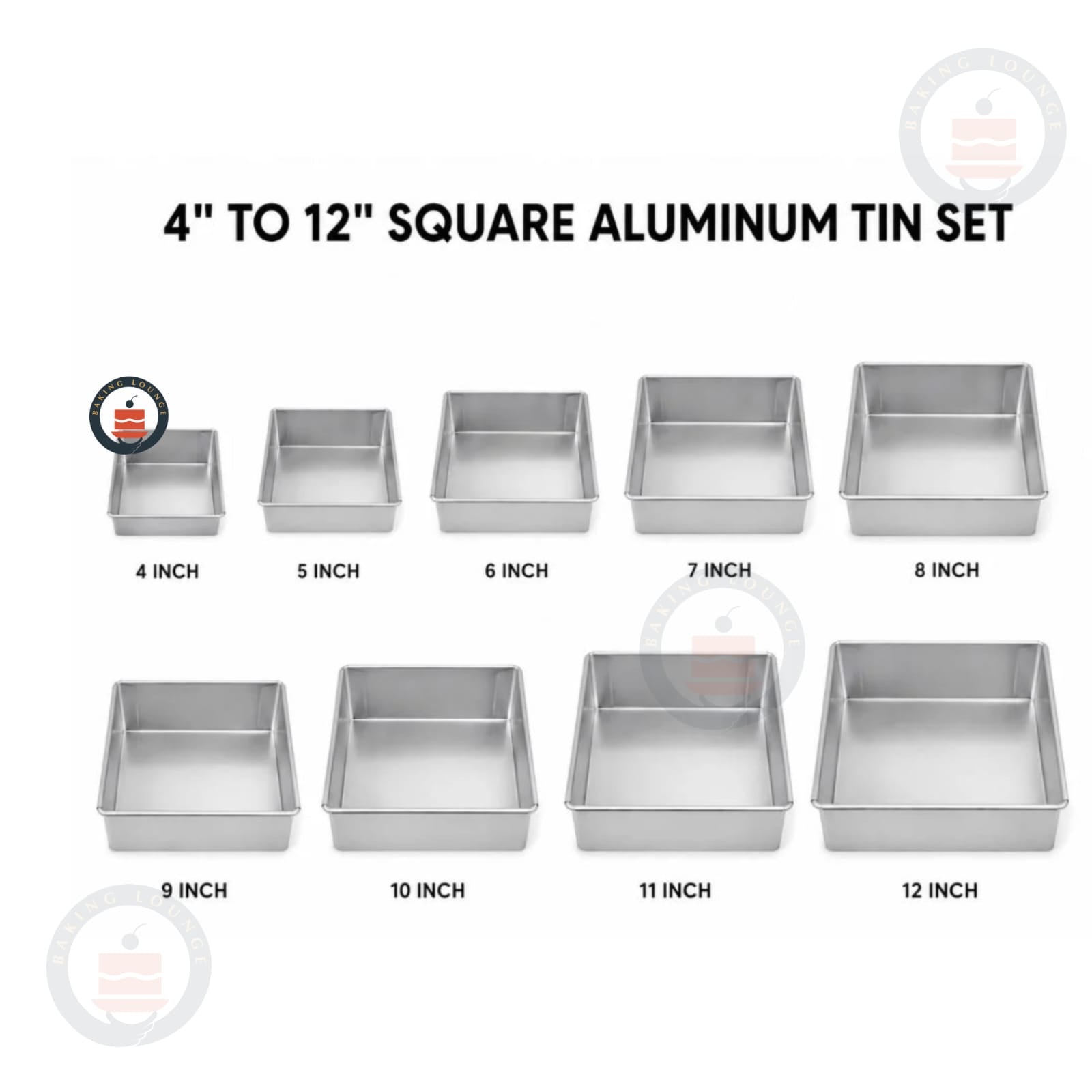 Aluminum Square Cake Pan | Cake Tin | 4″ to 10″ Size | 2.5″ Height