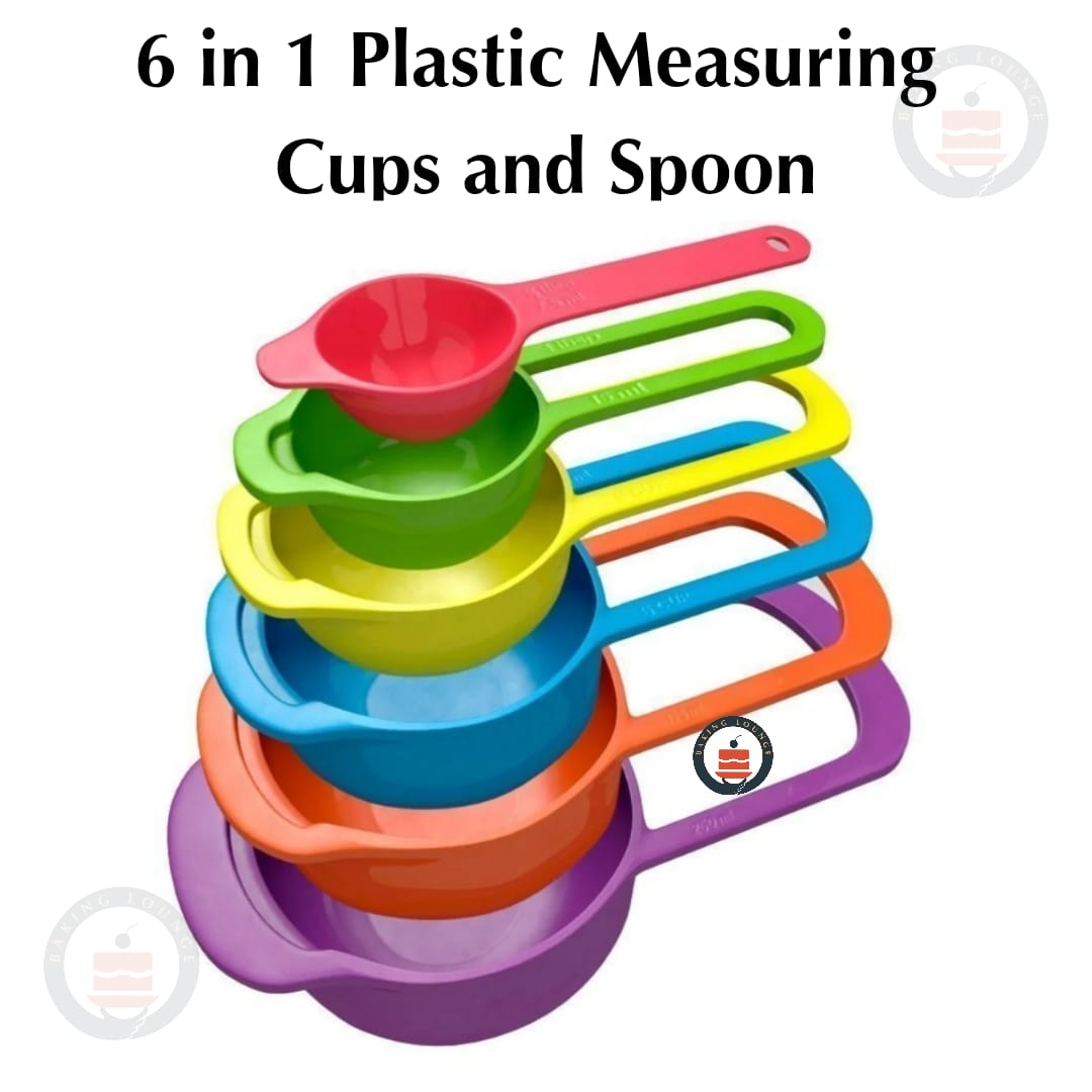 6 in 1 Plastic Measuring Cups and Spoon Set Multicolor