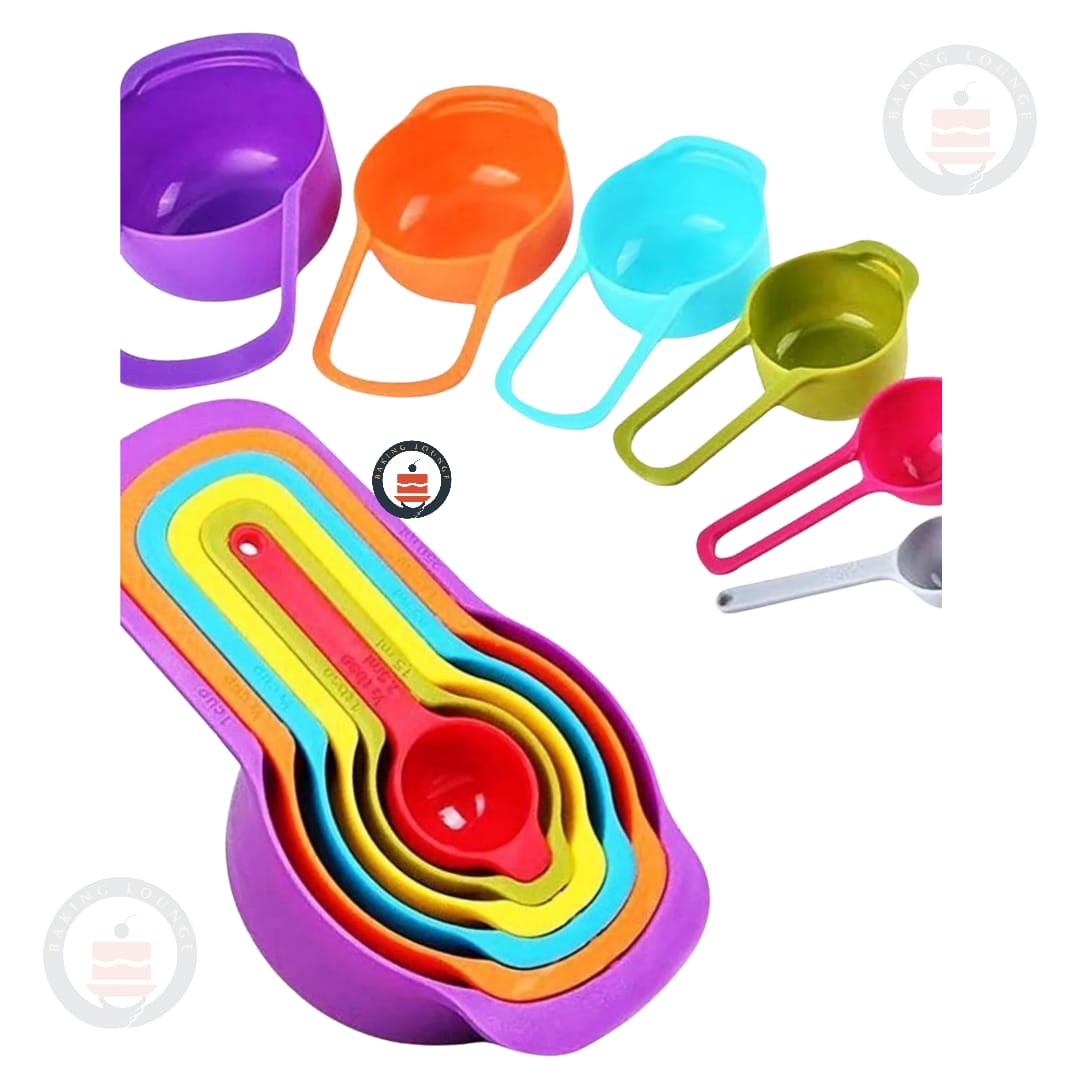 6 in 1 Plastic Measuring Cups and Spoon Set Multicolor