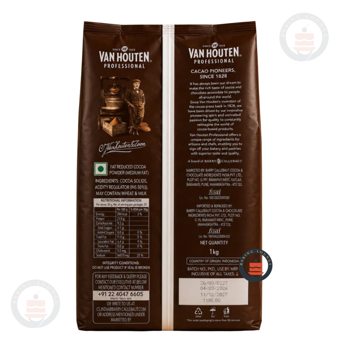 Van Houten Cocoa Powder Dark Brown (10-12% Fat)